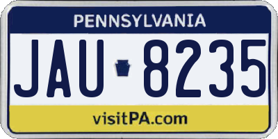PA license plate JAU8235