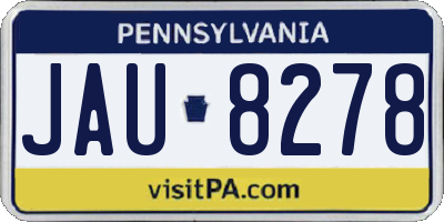 PA license plate JAU8278
