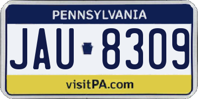 PA license plate JAU8309