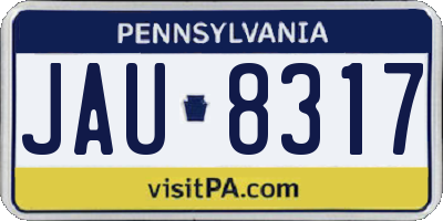 PA license plate JAU8317