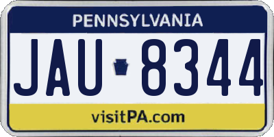PA license plate JAU8344