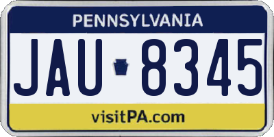 PA license plate JAU8345