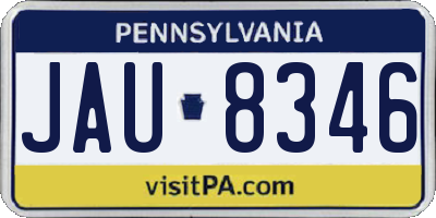 PA license plate JAU8346