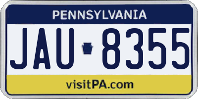 PA license plate JAU8355