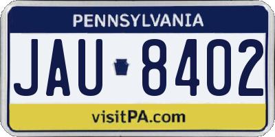 PA license plate JAU8402
