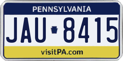 PA license plate JAU8415