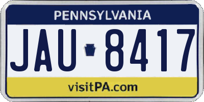 PA license plate JAU8417