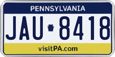PA license plate JAU8418