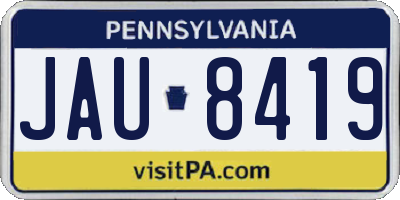 PA license plate JAU8419