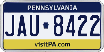 PA license plate JAU8422