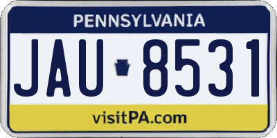 PA license plate JAU8531
