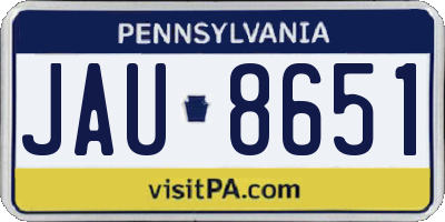 PA license plate JAU8651