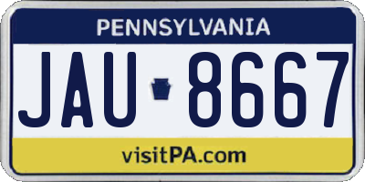 PA license plate JAU8667