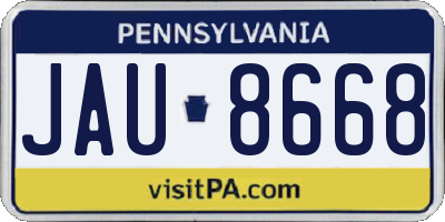 PA license plate JAU8668