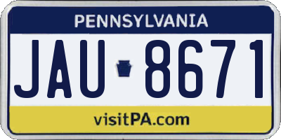 PA license plate JAU8671