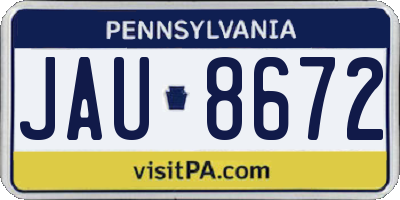 PA license plate JAU8672