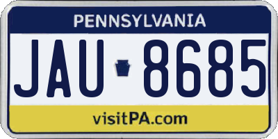 PA license plate JAU8685