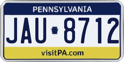 PA license plate JAU8712