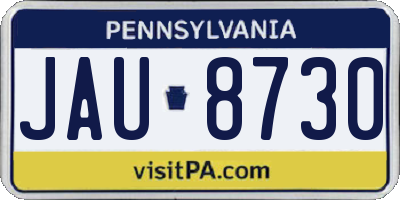 PA license plate JAU8730