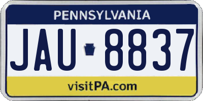 PA license plate JAU8837