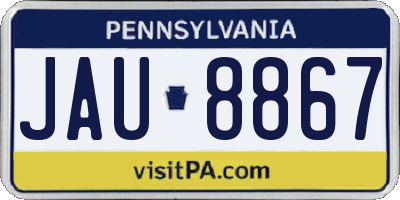 PA license plate JAU8867