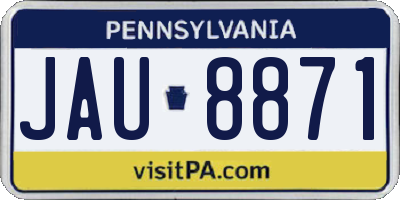 PA license plate JAU8871