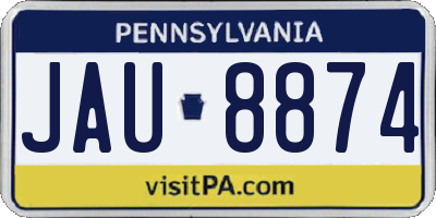 PA license plate JAU8874