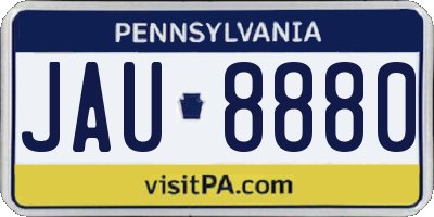 PA license plate JAU8880