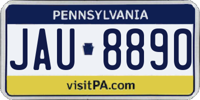 PA license plate JAU8890