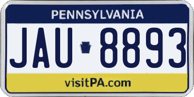 PA license plate JAU8893