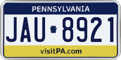 PA license plate JAU8921