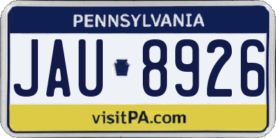 PA license plate JAU8926