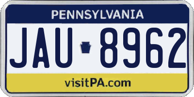 PA license plate JAU8962