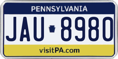 PA license plate JAU8980