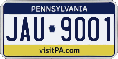 PA license plate JAU9001