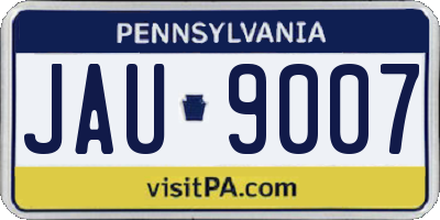 PA license plate JAU9007