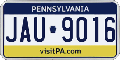 PA license plate JAU9016