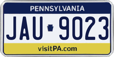 PA license plate JAU9023