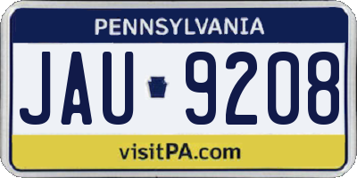 PA license plate JAU9208