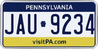 PA license plate JAU9234