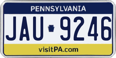 PA license plate JAU9246