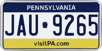 PA license plate JAU9265