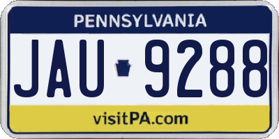 PA license plate JAU9288