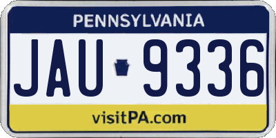 PA license plate JAU9336