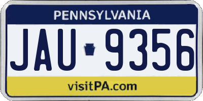 PA license plate JAU9356