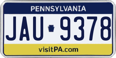 PA license plate JAU9378