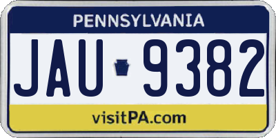 PA license plate JAU9382