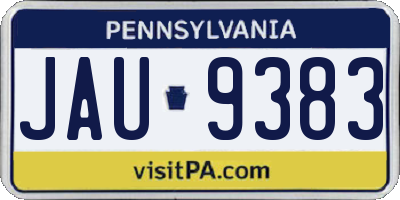PA license plate JAU9383