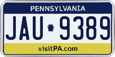 PA license plate JAU9389