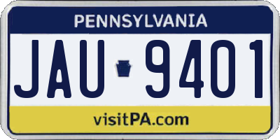 PA license plate JAU9401